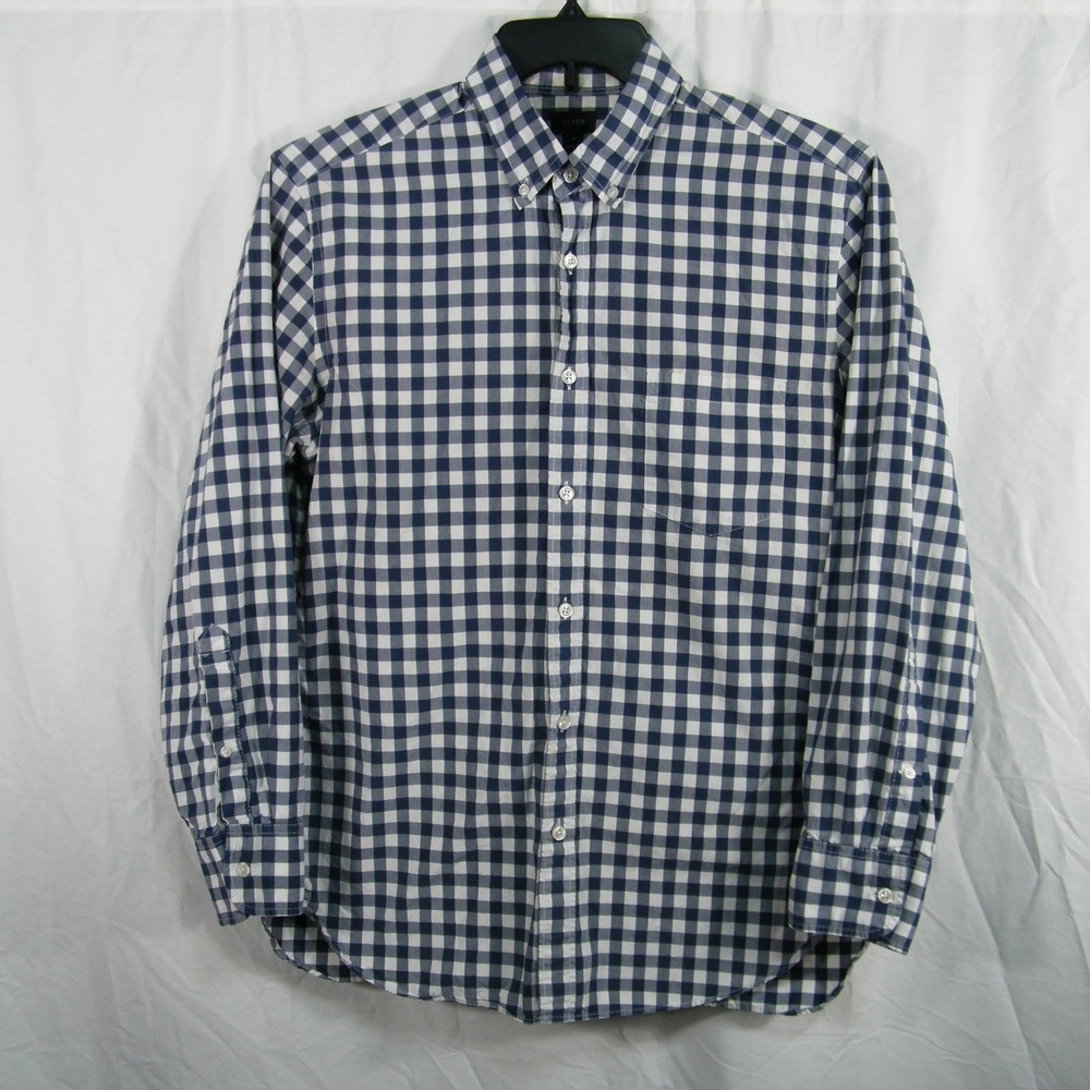 J.‎ Crew Navy Gingham Button Down Shirt Mens M Classic Prep Cottagecore Cotton
